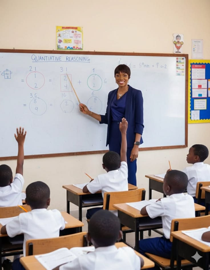 Teacher leading a quantitative reasoning class with students